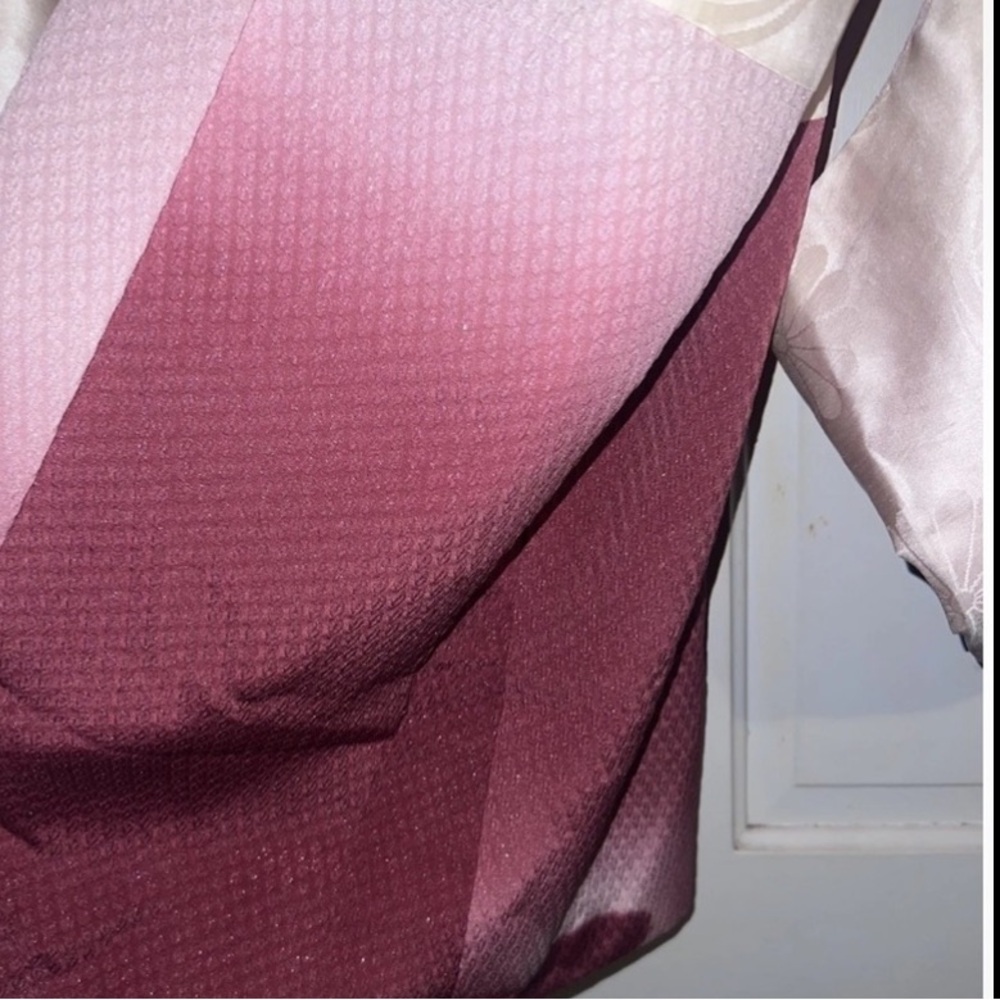 Vintage Haori Pink Ombré Reversible Satin Kimono Jacket fairy Robe S M L - Picture 8 of 14
